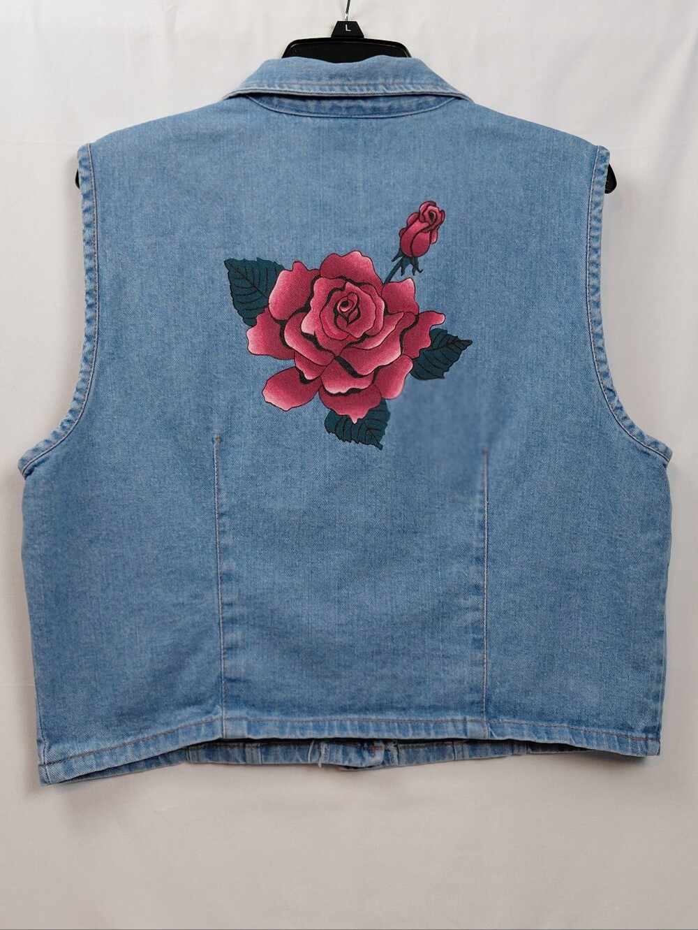 Tickets California Denim Vest 80s/90s Vintage Size 18 Made In USA Tattoo Rose